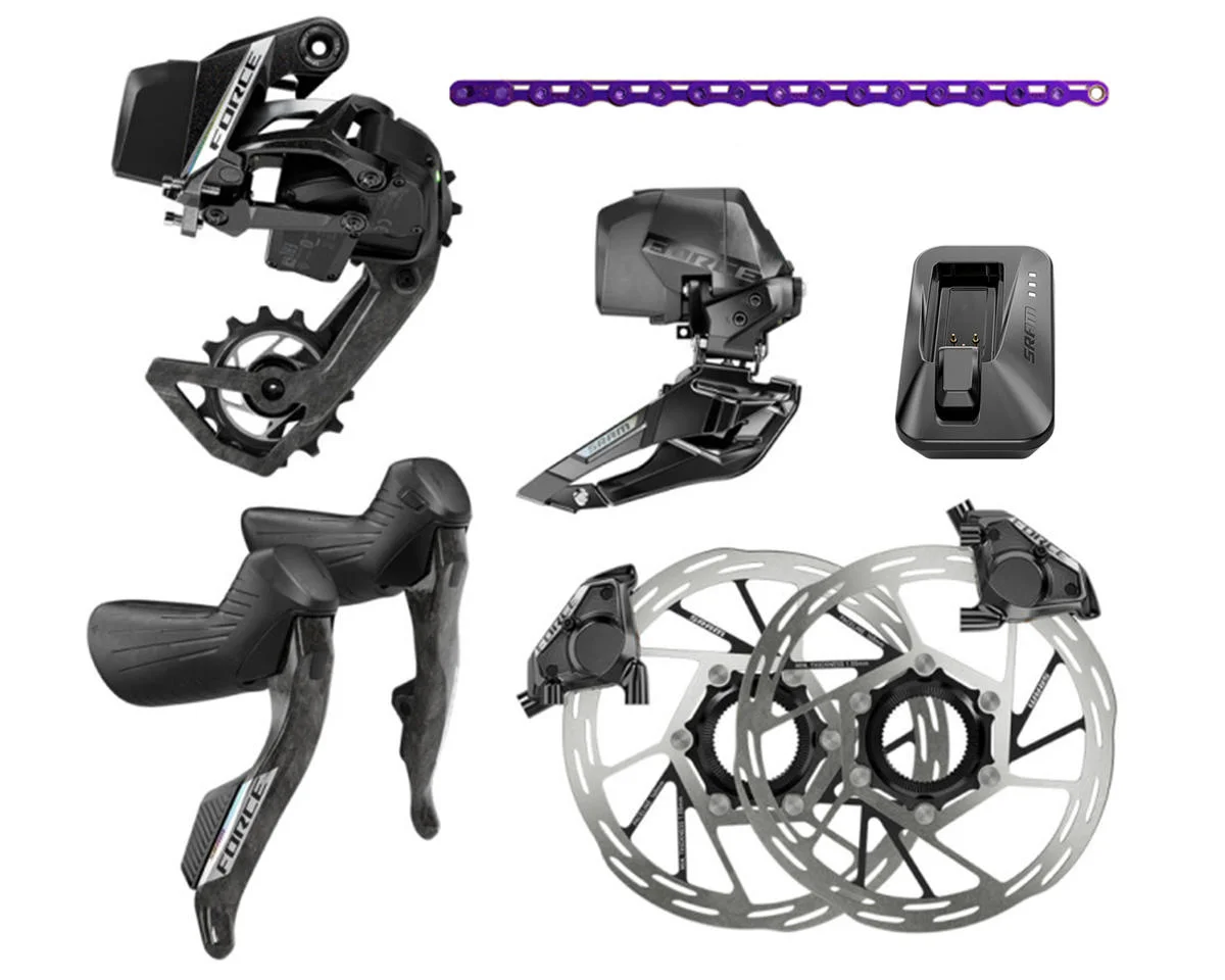 SRAM Force 2x Road Groupset (Black) (2 x 12 Speed) (E1) (w/Purple Chain)